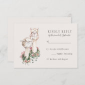 Romantische Boheemse Llama bruiloft RSVP Reageer (Voorkant / Achterkant)