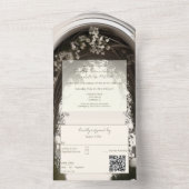 Romantische Boho Botanische Boog Huwelijk All In One Uitnodiging (Binnen)