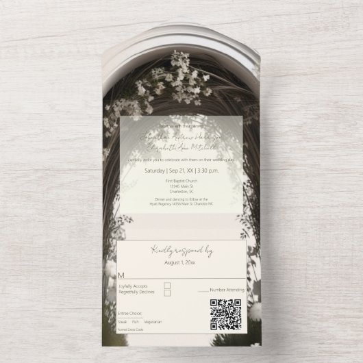 Romantische Boho Botanische Boog Huwelijk All In One Uitnodiging (Binnen)