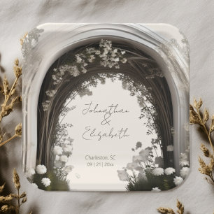 Romantische Boho Botanische Boog Huwelijk Papieren Bordje