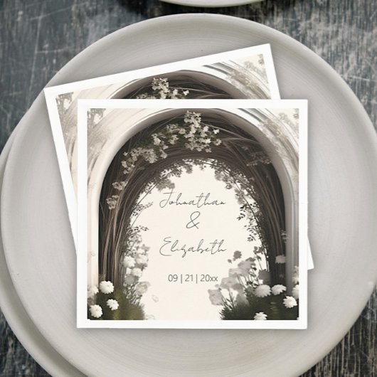 Romantische Boho Botanische Boog Huwelijk Servet