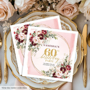 Romantische Boho Bourgogne Rozen 60e Verjaardag Se Servet