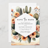 Romantische Boho Cactus bruiloft Save The Date (Voorkant / Achterkant)