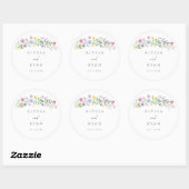 Romantische Boho Garden Wildflower bruiloft Ronde Sticker (Vel)