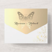 Romantische Boho Gold bruiloft All In One Uitnodiging (Achterkant)