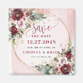 Romantische Boho Marsala Blush Goud Save the Date Magneet (Voorkant)