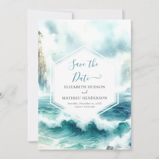 Romantische Boho Nautische bruiloft Save The Date (Voorkant)