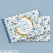 Romantische Boho Pastel Blauw Goud Wilde Bloemen B Gastenboek