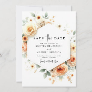 Romantische Boho Peach bruiloft Save The Date
