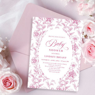 Romantische Boho Roze Roze Bloemen Baby Shower Kaart