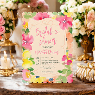Romantische boho vet roze bloemenboog vrijgezellen kaart