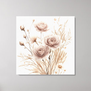 Romantische Boho Waterverf Floral Art Canvas Print