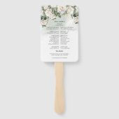 Romantische boho witte rozen en groen bruiloft handwaaier (Achterkant)