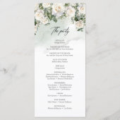 Romantische boho witte rozen en groen bruiloft programma (Achterkant)