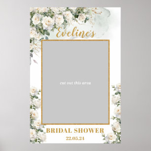 Romantische boho witte rozen vrijgezellenfeest fot poster