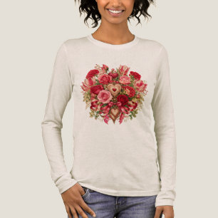 : Romantische botanische bloemboeket met harten ee Tri-Blend Shirt