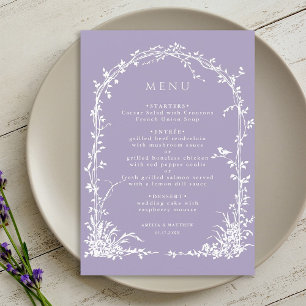 Romantische Botanische Boogtuin Lavendel Bruiloft Menu