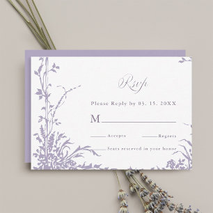 Romantische Botanische Boogtuin Lavendel Bruiloft RSVP Kaartje