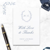 Romantische Botanische Crest Bruiloft Bedankkaart