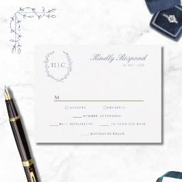 Romantische Botanische Crest Bruiloft RSVP Kaartje