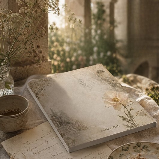 Romantische Botanische Ephemera Tuin Collage Notitieblok