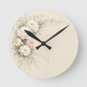 Romantische botanische hoekboeket voor elegante ronde klok