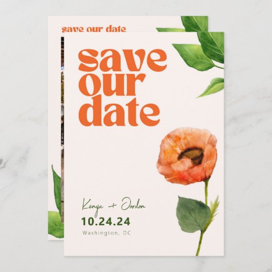 Romantische botanische liefde bewaar de datum kaart (Voorkant / Achterkant)