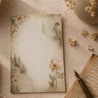 Romantische Botanische Tuin Collage Esthetiek Notitiekaartje