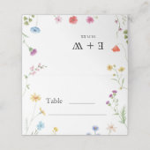 Romantische Botanische Wildflower Wedding Place Ca (Buitenkant ongevouwen)