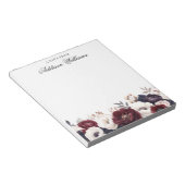 Romantische Bourgogne Bloemen gepersonaliseerd Notitieblok (Schuin)
