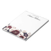 Romantische Bourgogne Bloemen gepersonaliseerd Notitieblok (Gedraaid)