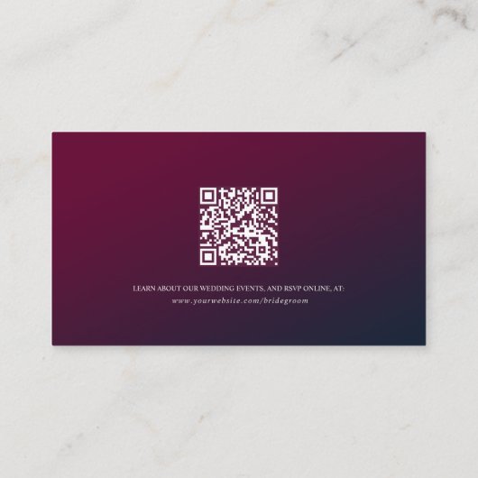 Romantische Bourgogne Bloemen Trouwdetails QR-code Informatiekaartje (Achterkant)