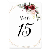 Romantische Bourgogne Blush Roze Bloemen Geometris Kaart (Achterkant)