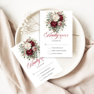 Romantische Bourgogne Gouden Bloemen Trouw RSVP Ka Kaartje