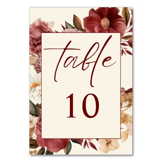 Romantische Bourgogne rood en koper bruiloft Kaart (Voorkant)