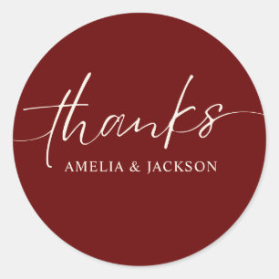 Romantische Bourgogne rood koper bruiloft Ronde Sticker