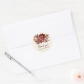 Romantische Bourgogne rood koper bruiloft Ronde Sticker (Envelop)