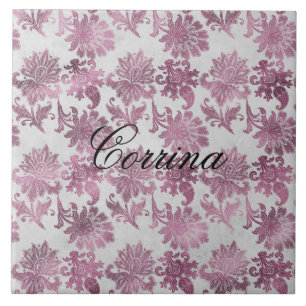 Romantische Bourgogne Rood Zilver Bloemen Tegeltje