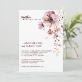 Romantische Bourgondië & Blush Bloemen Bruiloft Kaart (Staand voorkant)