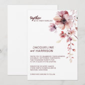 Romantische Bourgondië & Blush Bloemen Bruiloft Kaart (Voorkant / Achterkant)