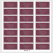 Romantische Bourgondische en gouden Adresetiketten Sticker (Vel)