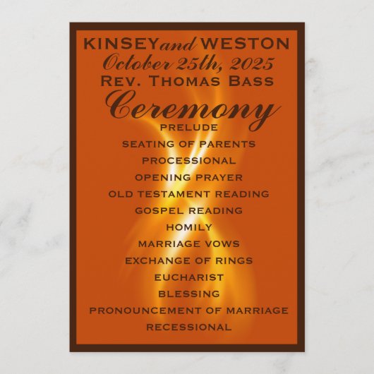 Romantische brandende vlam bruiloft programma (Voorkant)