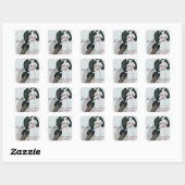ROMANTISCHE BRIDE EN GROOM BEWAREN DE DATUM MONOGR VIERKANTE STICKER (Vel)