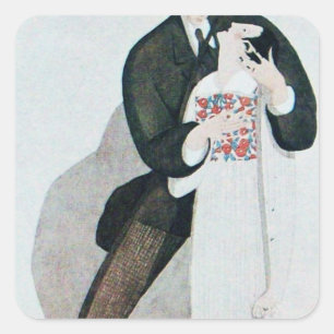 ROMANTISCHE BRIDE EN GROOM VIERKANTE STICKER