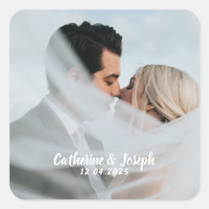 Romantische bruid & bruidegom bruiloft vierkante S Vierkante Sticker