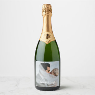 Romantische Bruid & Bruidegom Trouw Vonkelende Wij Sparkling Wijnetiket