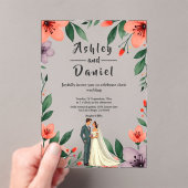 Romantische bruid en bruidegom bloementuin bruilof acryl uitnodigingen (Insitu (Draagbaar))