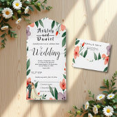 Romantische bruid en bruidegom bloementuin bruilof all in one uitnodiging