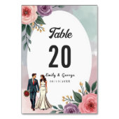 Romantische bruid en bruidegom Waterverf bloemenbr Kaart (Achterkant)