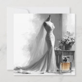 Romantische bruidsschets bruiloft uitnodiging (Voorkant)